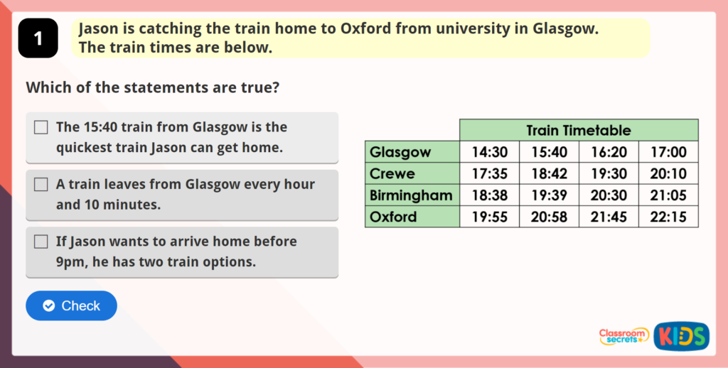 Year 5 Timetables Game