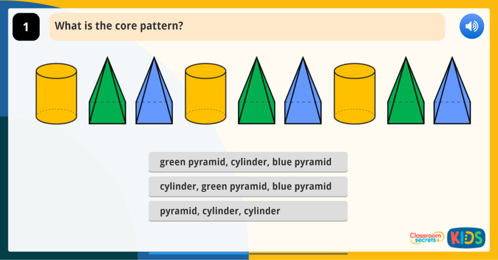 Year 1 Patterns with 2D and 3D Shapes Game