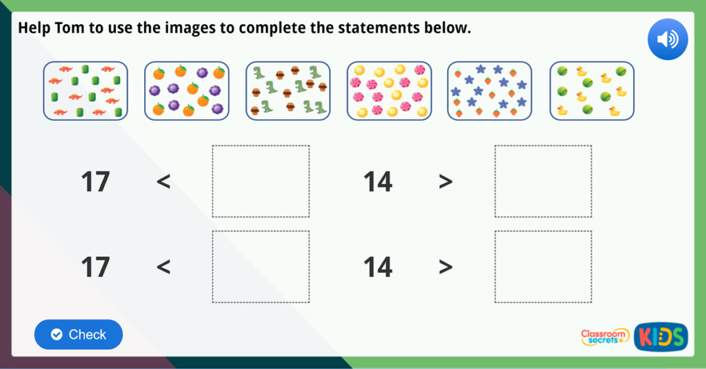 Year 1 Compare Groups of Objects Maths Challenge