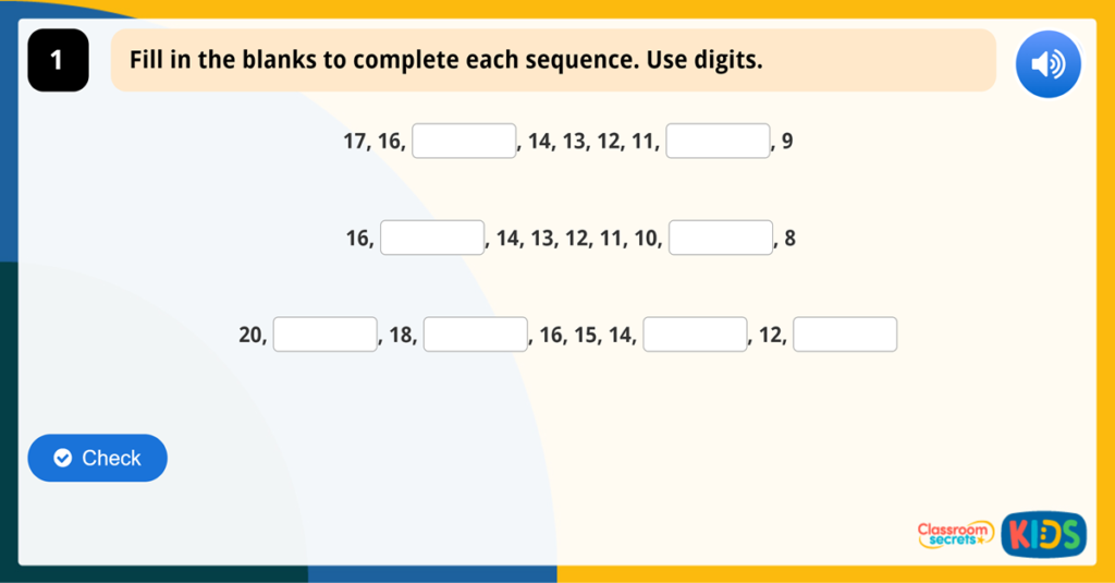 Year 1 Order Numbers