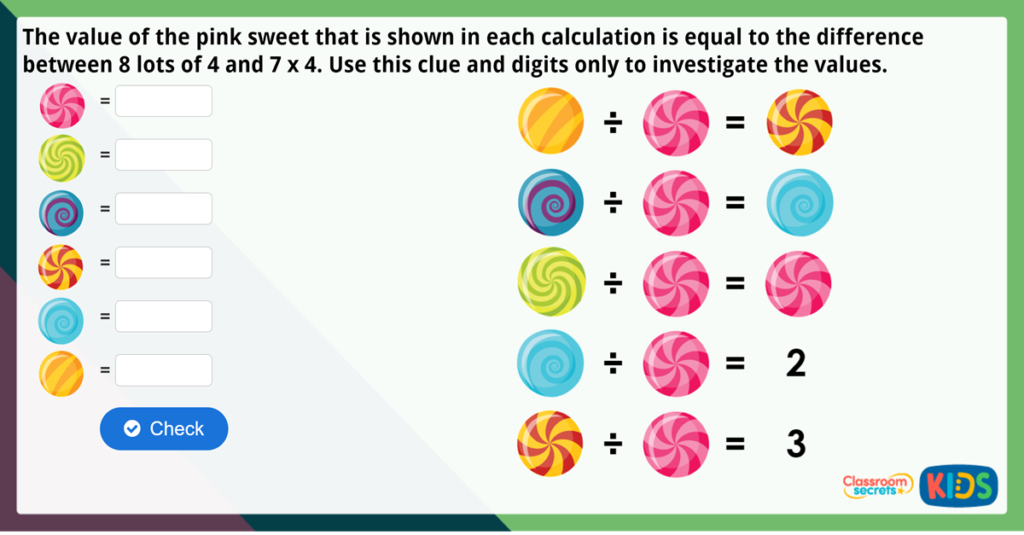 Year 3 Divide by 4 Maths Challenge
