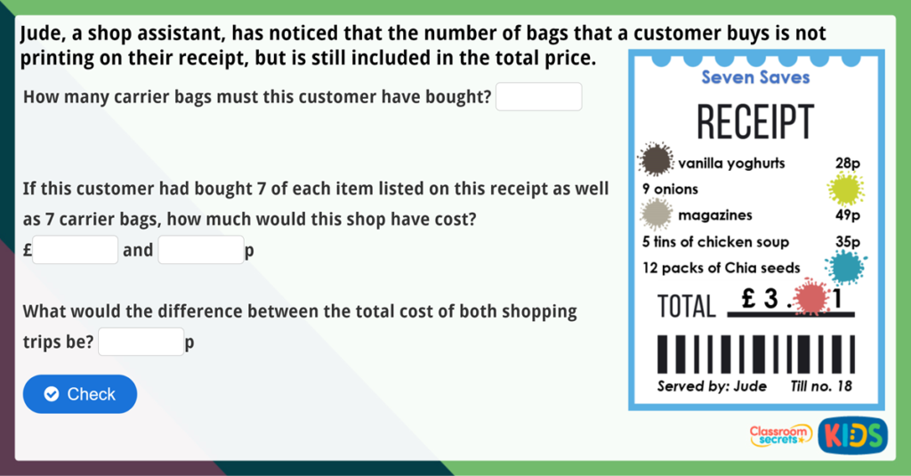 Year 4 Multiply and Divide by 7 Maths Challenge