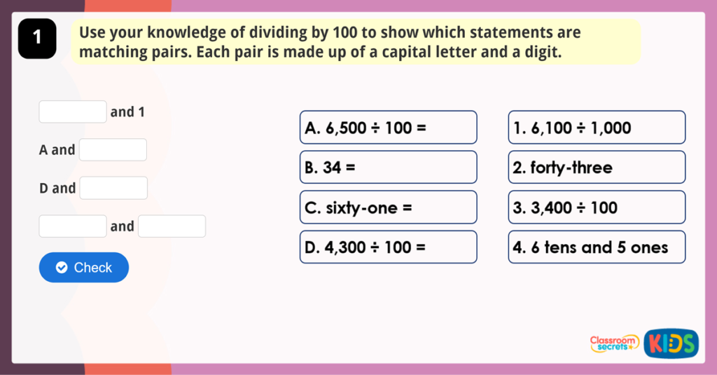 Year 4 Divide by 100 Game