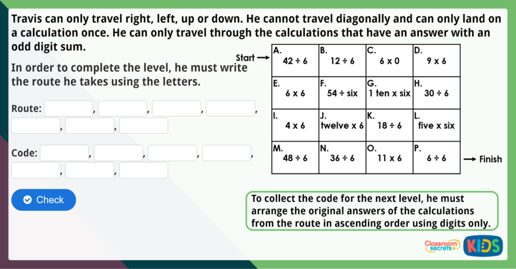 Year 4 Multiply and Divide by 6 Maths Challenge