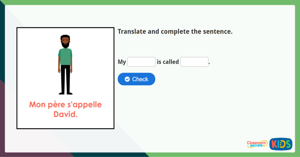 French My Family Interactive Activity