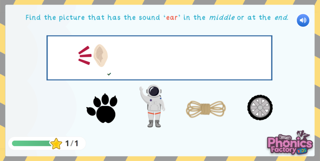 Phonics Phase 3 ear Sound Game in the Phonics Factory