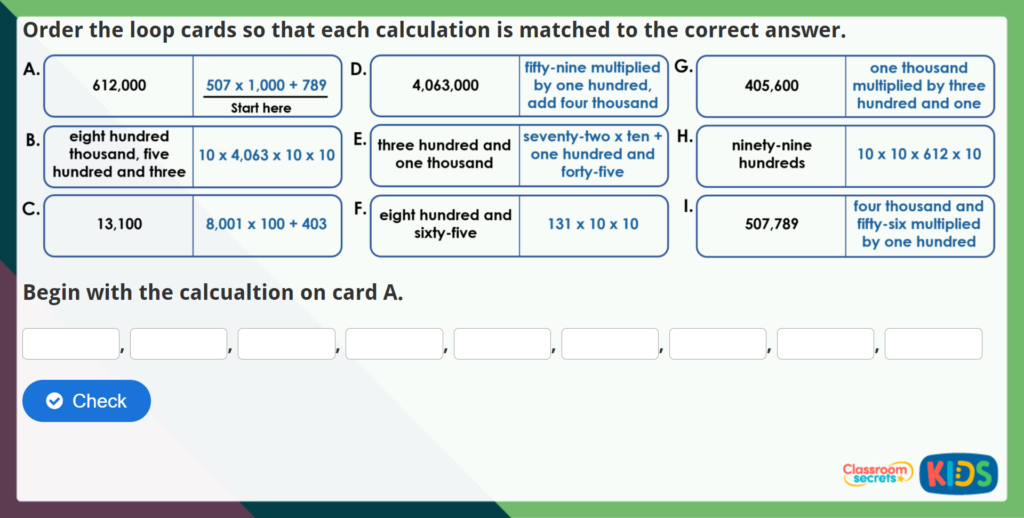 Year 5 Multiplying by 10, 100 and 1,000 Maths Challenge
