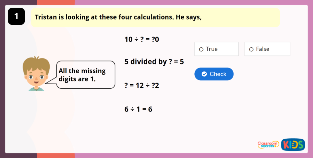 Year 4 Divide by 1 Game