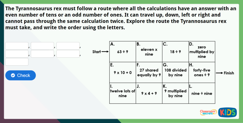 Year 4 Multiply and Divide by 9 Maths Challenge