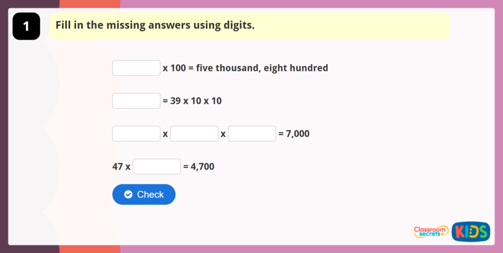 Year 4 Multiply by 100 Game