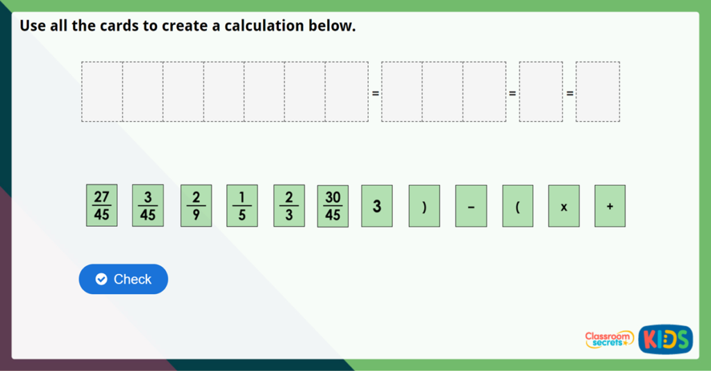Year 6 Four Rules with Fractions Challenge