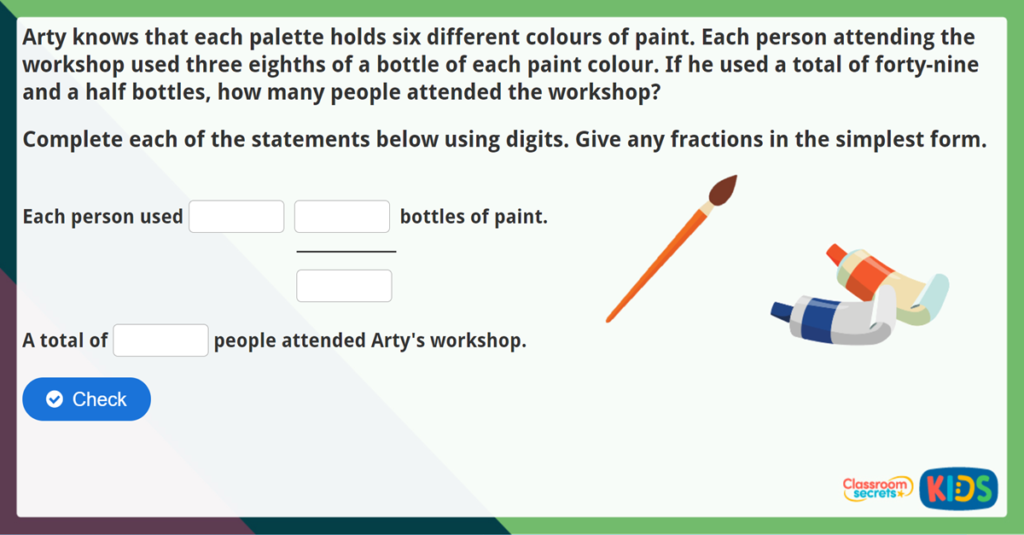 Year 6 Multiply Fractions by Integers Challenge