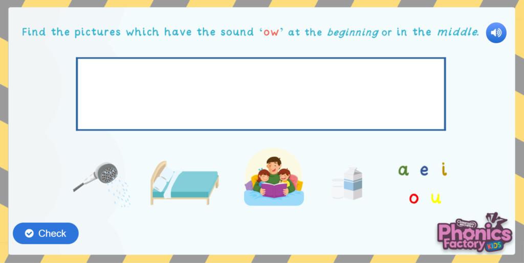 Phonics Phase 3 ow Sound Game in the Phonics Factory