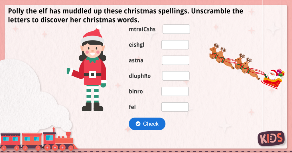 Year 2 Christmas Word Scramble