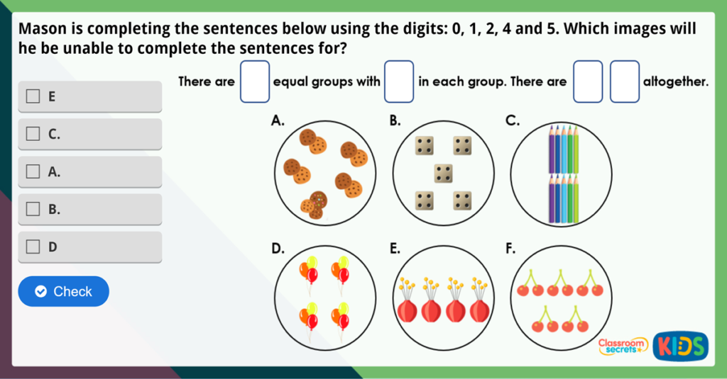 Year 2 Recognise Equal Groups Maths Challenge