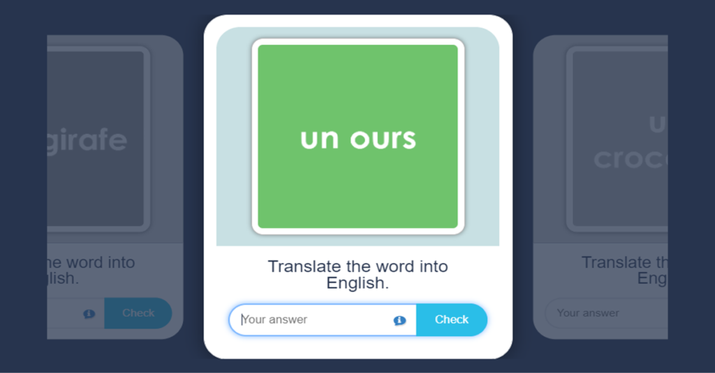 French Zoo Animals Flash Card Activity