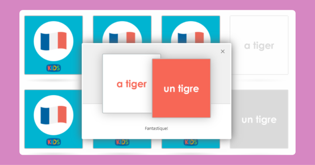 French Zoo Animals Memory Game