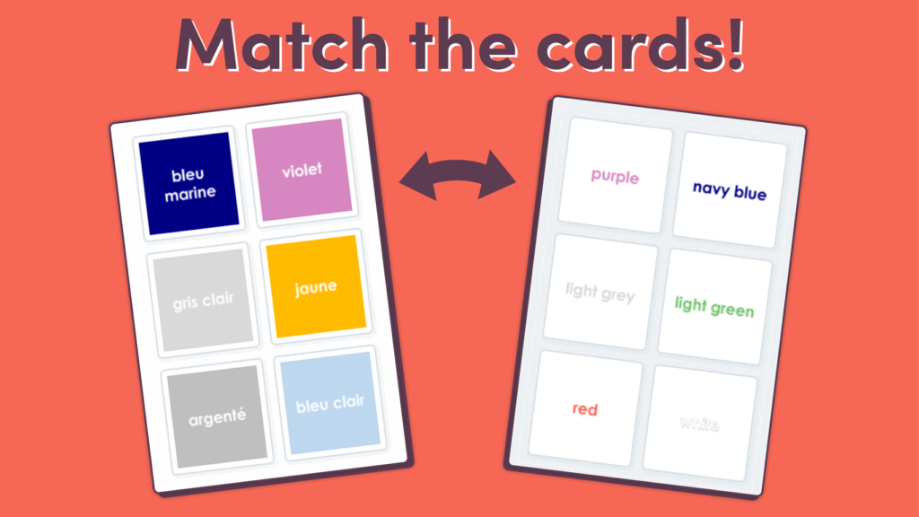 UKS2 French Colours Matching Game Set 2