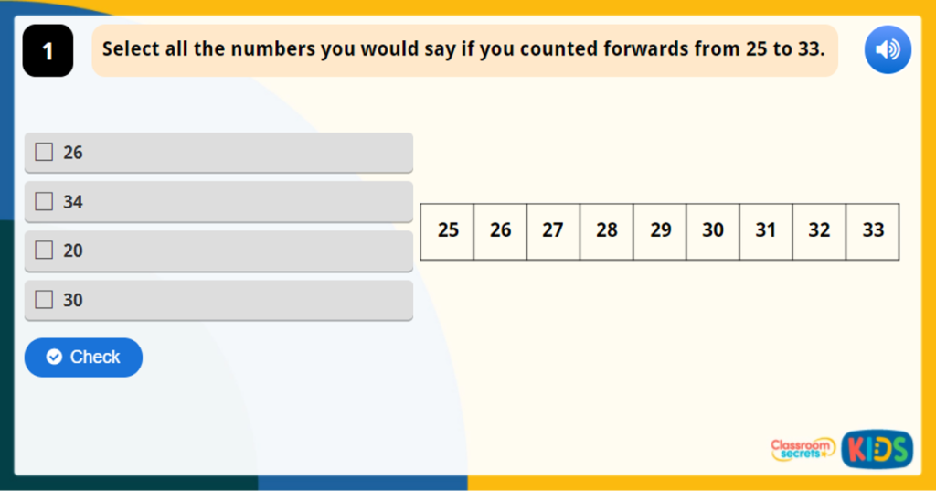 Year 1 Numbers to 50 Game