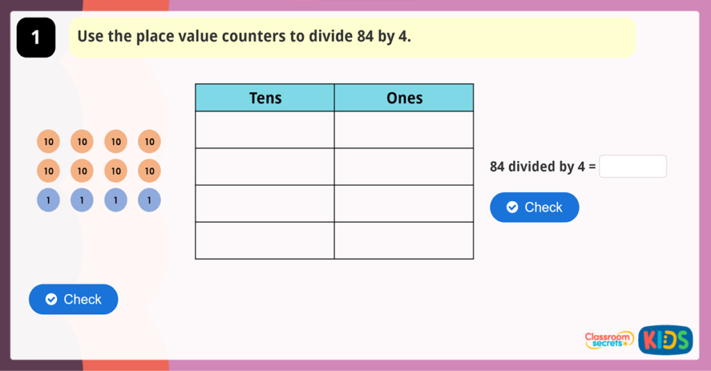 Year 3 Divide 2 Digits by 1 Digit 1 Game