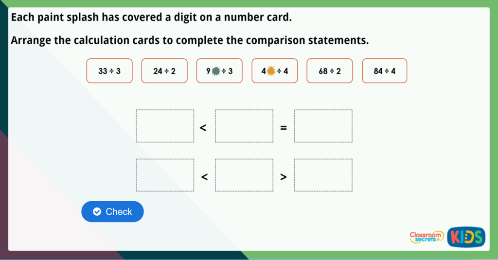 Year 3 Divide 2 Digits by 1 Digit 1 Maths Challenge