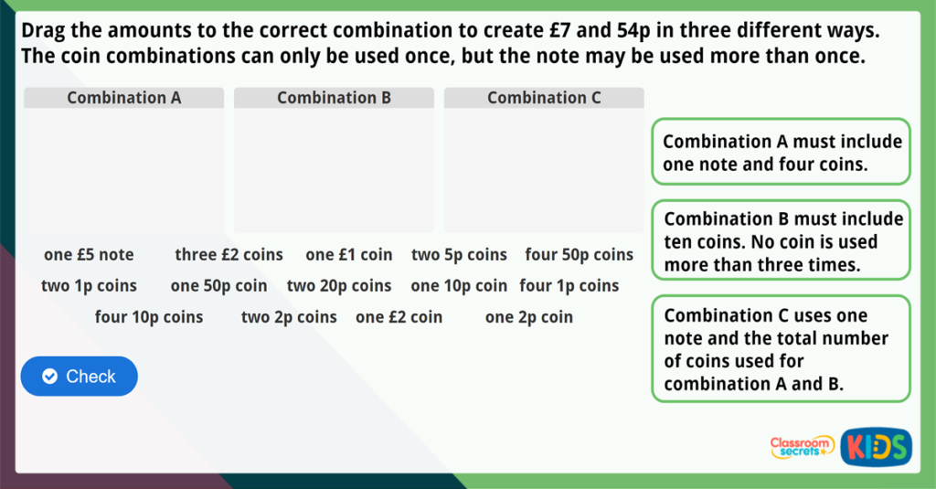 Year 3 Pounds and Pence Maths Challenge