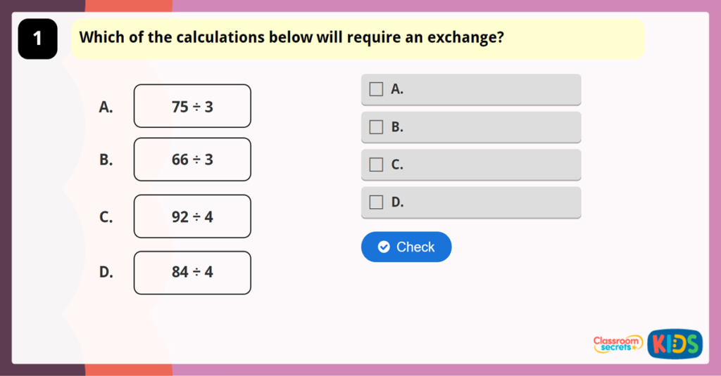 Year 4 Divide 2 Digits by 1 Digit Game