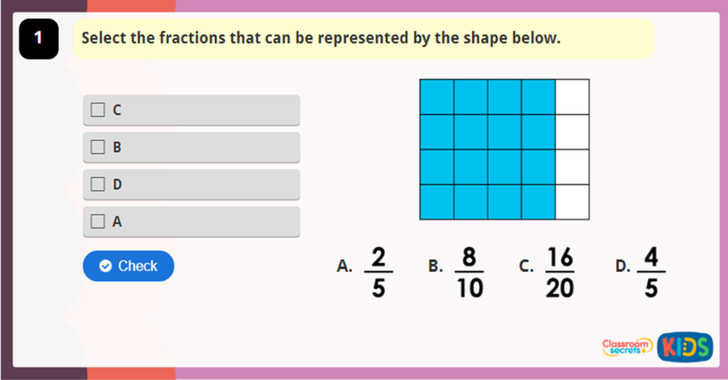 Year 4 Equivalent Fractions 1 Game