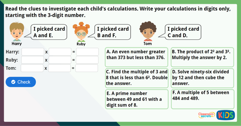 Year 5 Multiply 3 Digits by 2 Digits Challenge