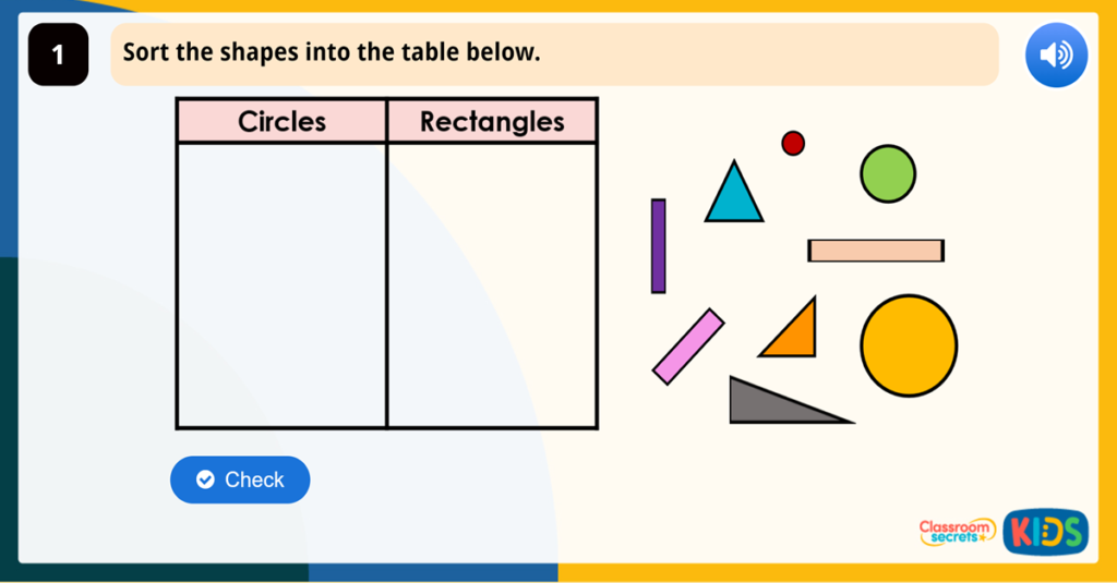 Year 1 Sort 2D Shapes Game