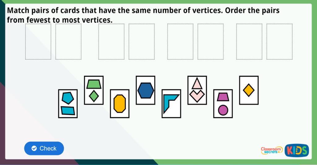 Year 2 Count Vertices on 2D Shapes Maths Challenge