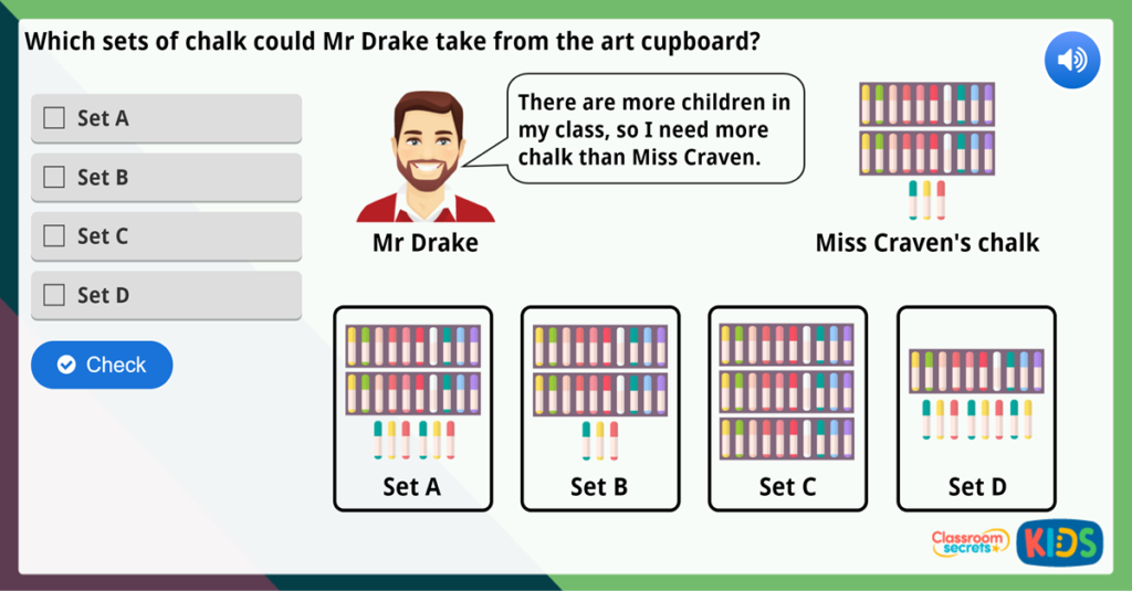 Year 1 Compare Objects Within 50