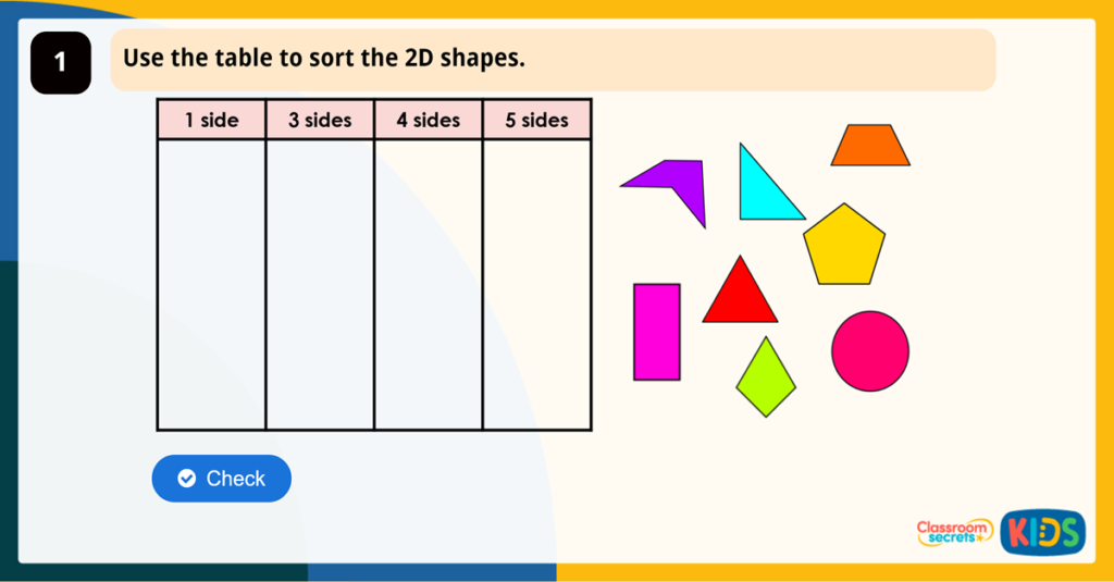 Year 2 Count Sides on 2D Shapes