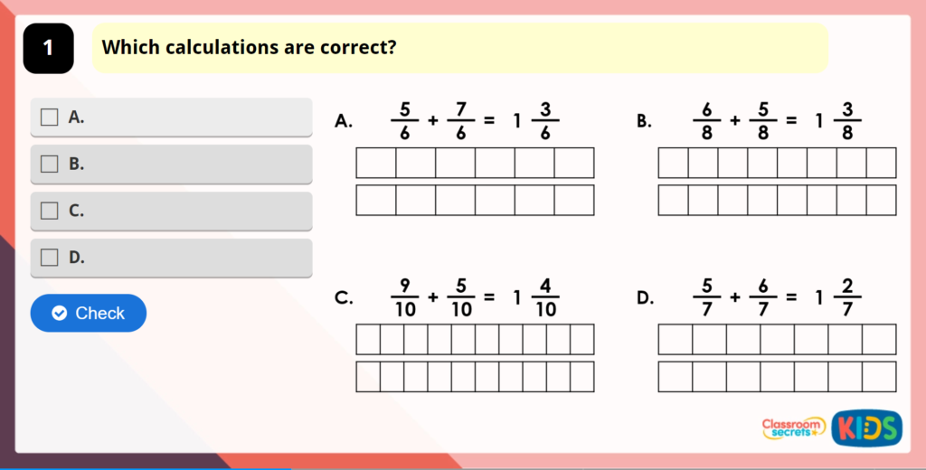 Year 5 Add and Subtract Fractions Game