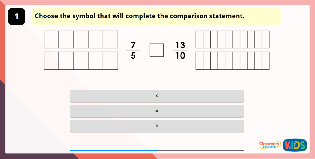 Year 5 Compare and Order Fractions Greater than 1 Game