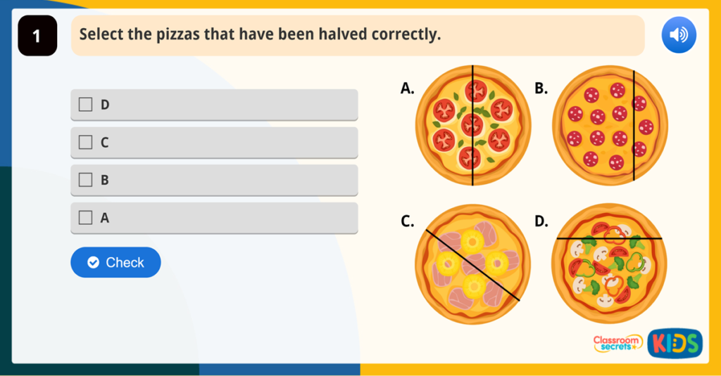 Year 1 Halving Shapes or Objects Game