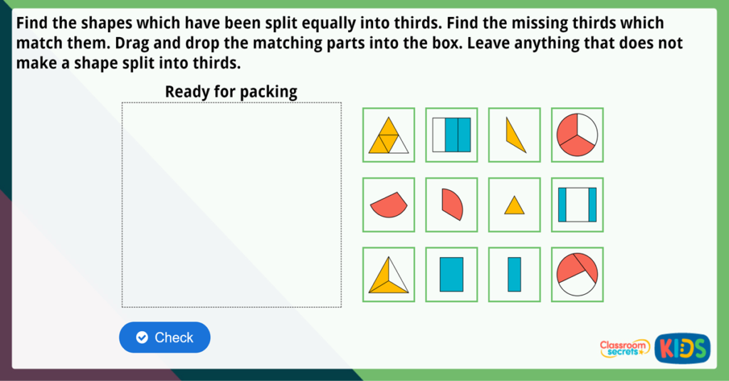 Year 2 Recognise a Third Maths Challenge
