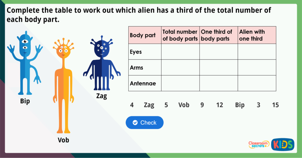 Year 2 Find a Third Maths Challenge