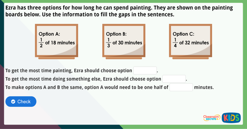 Year 2 Unit Fractions Maths Challenge
