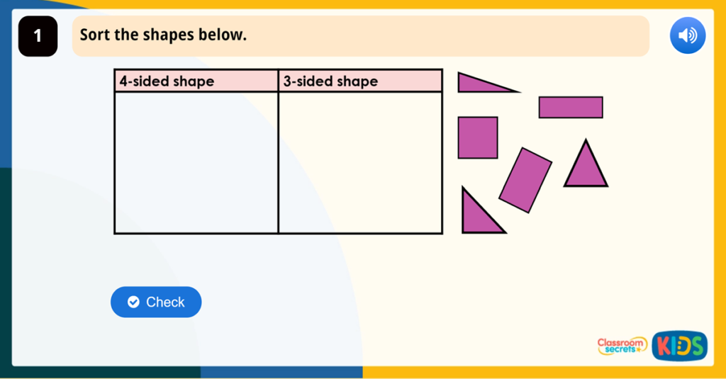 Year 1 Sorting 2D Shapes Game
