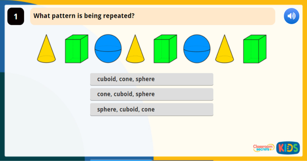 Year 1 Patterns with 3D Shapes