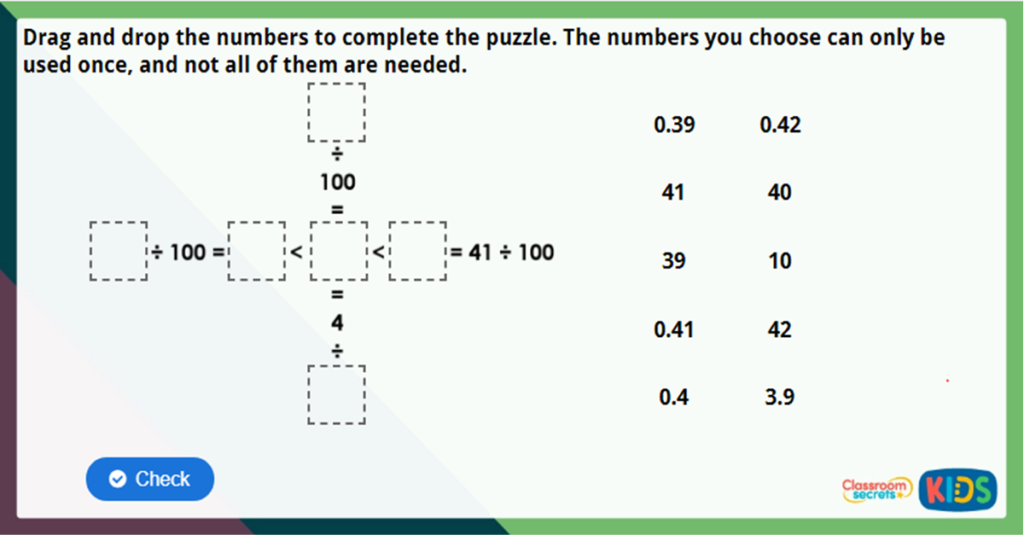 Year 4 Divide 1 or 2 Digits by 100