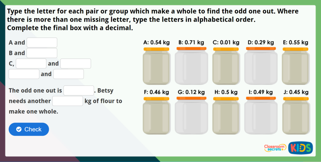 Year 4 Make a Whole Maths Challenge