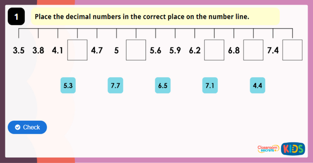 Year 4 Tenths on a Number Line Game