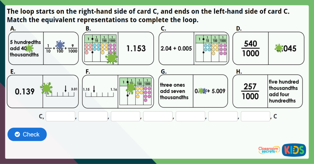Year 5 Thousandths as Decimals Challenge