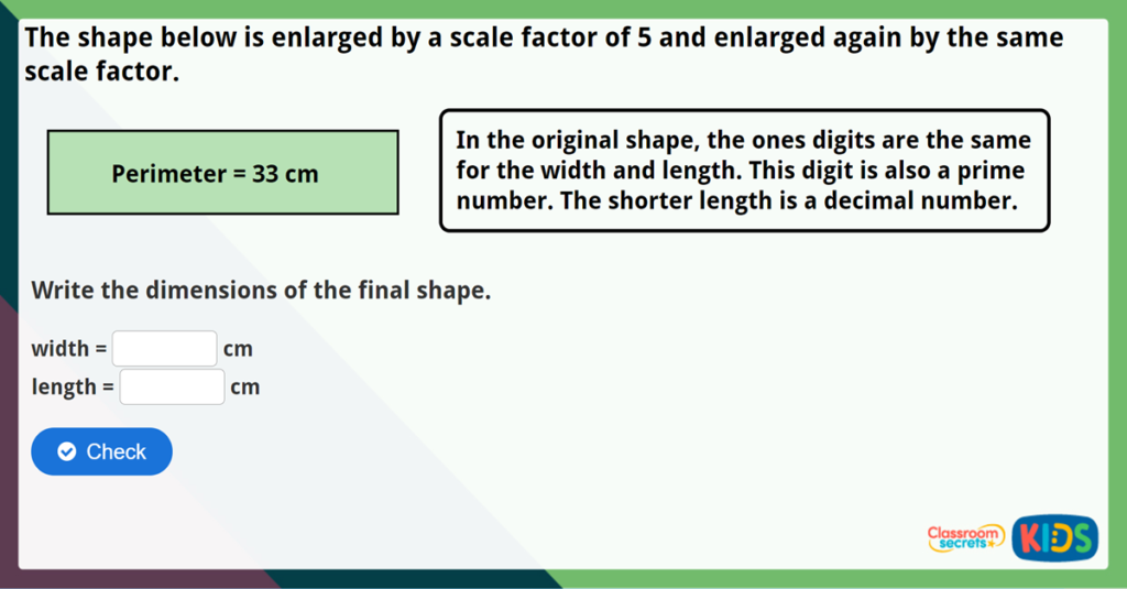 Year 6 Using Scale Factors Challenge