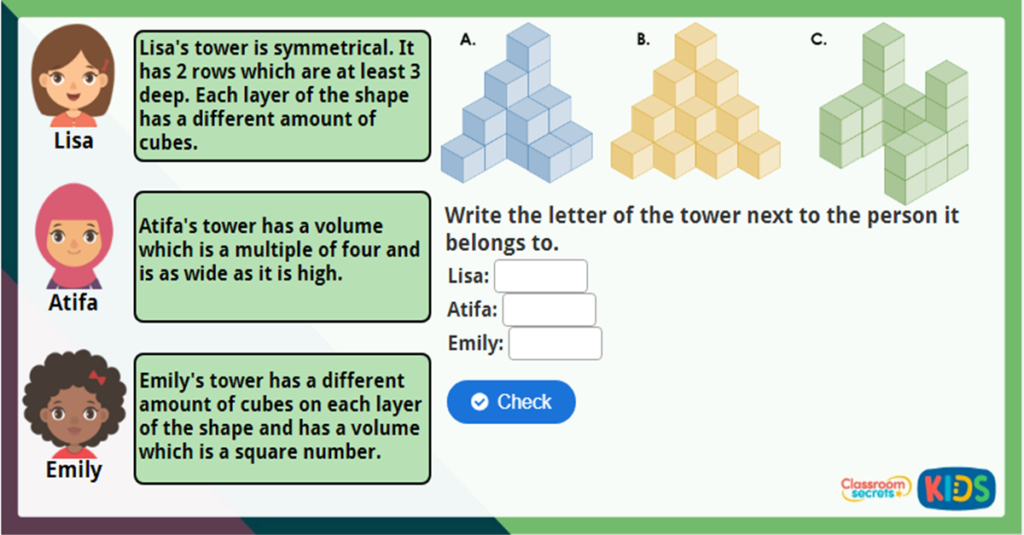 Year 6 Volume Counting Cubes Image