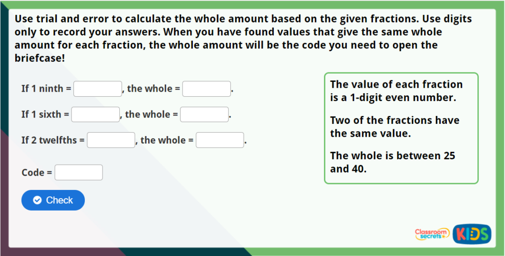 Y4 Calculate Quantities Maths Challenge