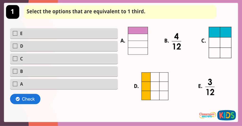 Year 3 Equivalent Fractions 3 Game