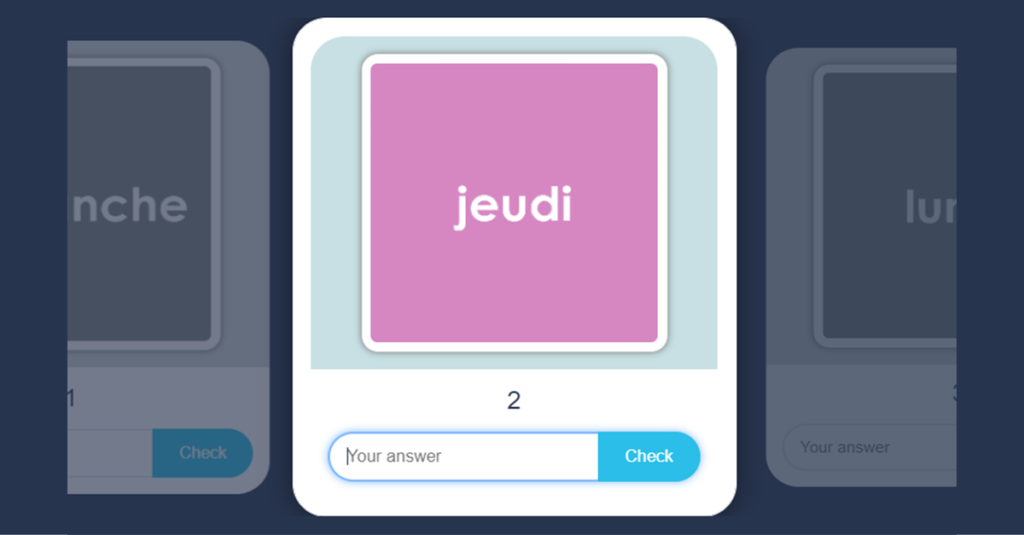 French Days of the Week Flash Cards